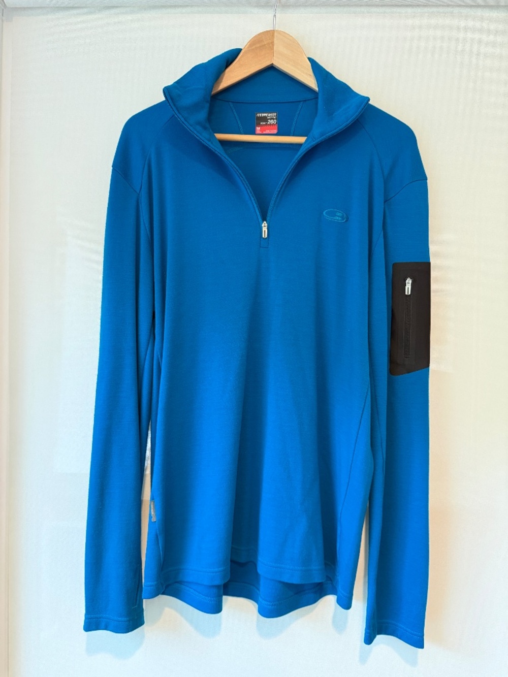 Icebreaker Merino 260 Blue Half Zip Base Layer Men's M Wool Thermal Top
